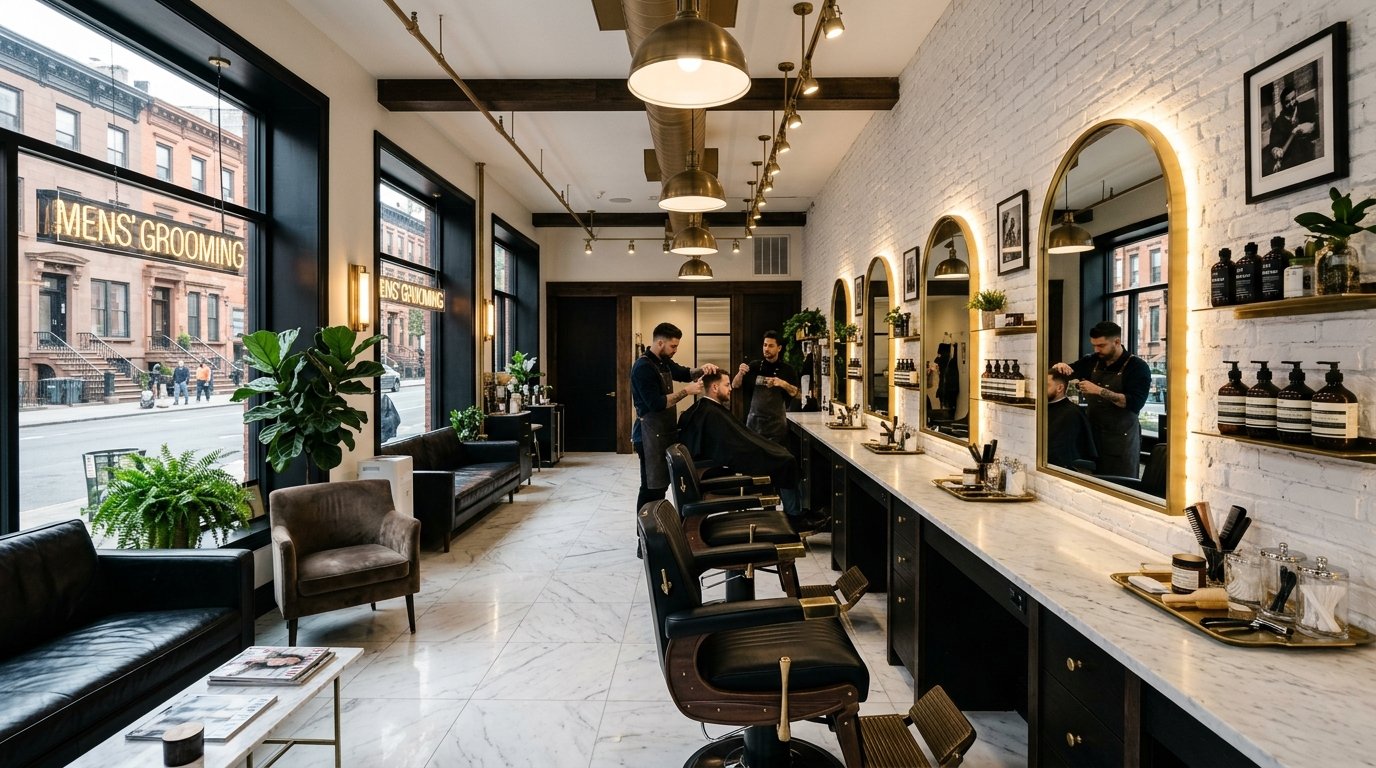 LadyKillers luxury barbershop interior at 3377 Shore Pkwy